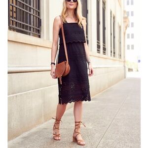 J. Crew Black Eyelet Midi Dress